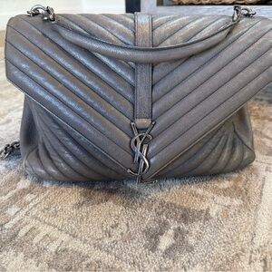 Yves Saint Laurent Gray Quilted Satchel